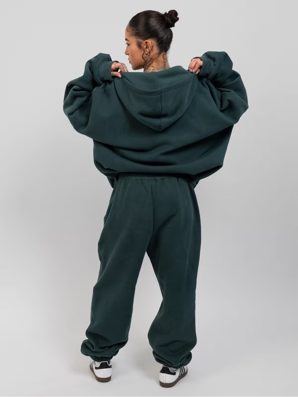 Comfort Cloud Zip Hoodie in Pine Adult Small | Dark Teal Cozy Zip-Up Hoodie - Picture 3 of 8